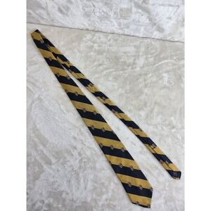 Culwell & Son Mens Silk Tie Navy Gold Striped Crest Regimental Made in USA Italy